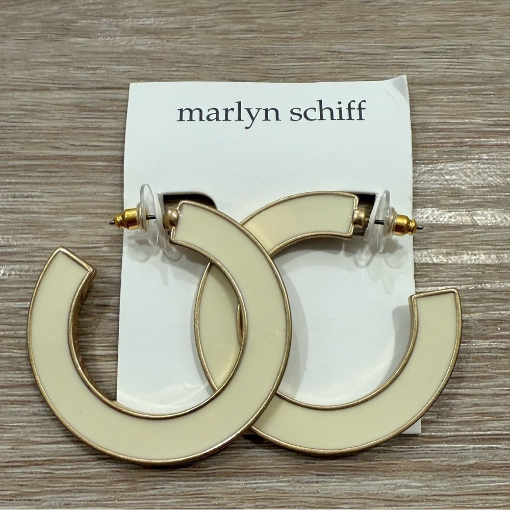 Marlyn Schiff Cream Hoop Earrings